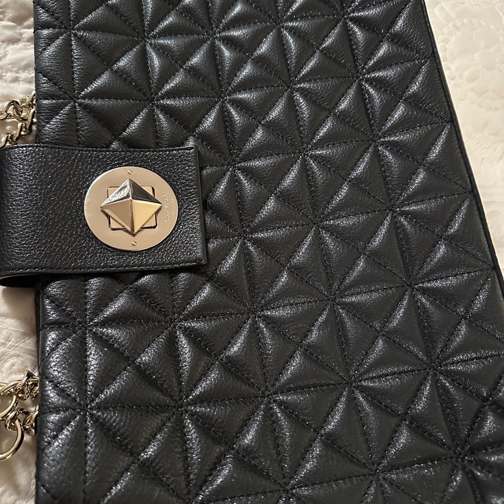 Kate Spade Black Quilted Leather Bag with Gold Detail